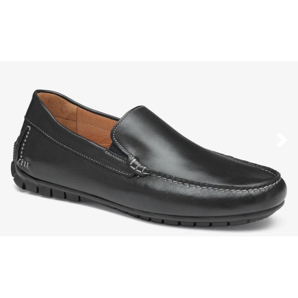 Johnston & Murphy Cort Moc Venetian Driving‎ Loafers Mens Sz-12 Black Full Grain